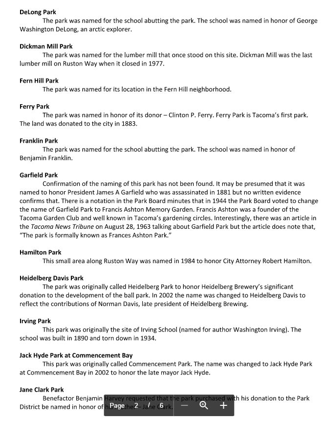 mattsdriscoll's tweet photo. For anyone interested in how Tacoma's parks got their names, here's a rundown from @metparkstacoma (1 of 2) https://t.co/jcxNt29S5Q
