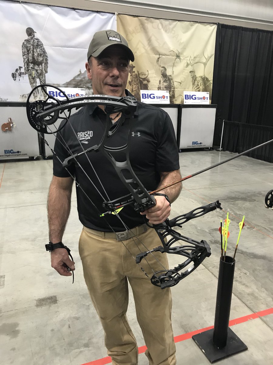 We're at the <a href="/BearArchery/">Bear Archery</a> booth shooting the all new Kuma bow! We love it! If you're at the show we'll be back at the Bear booth tomorrow from 1-2. Stop by and talk Raised Hunting with us! #RaisedHunting