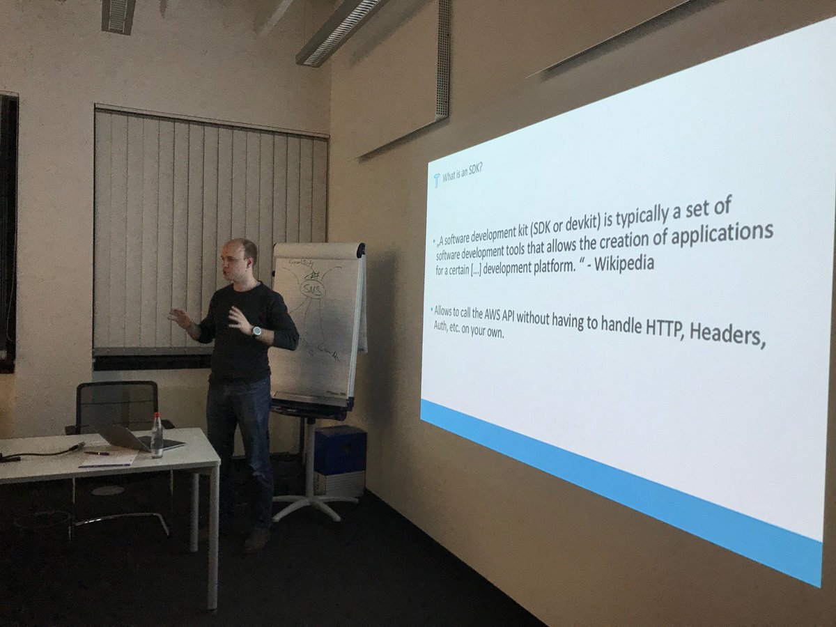 awsugs's tweet photo. Second talk just started. @hoegertn talks about the #AWS SDK. https://t.co/FMk0H2G0oS
