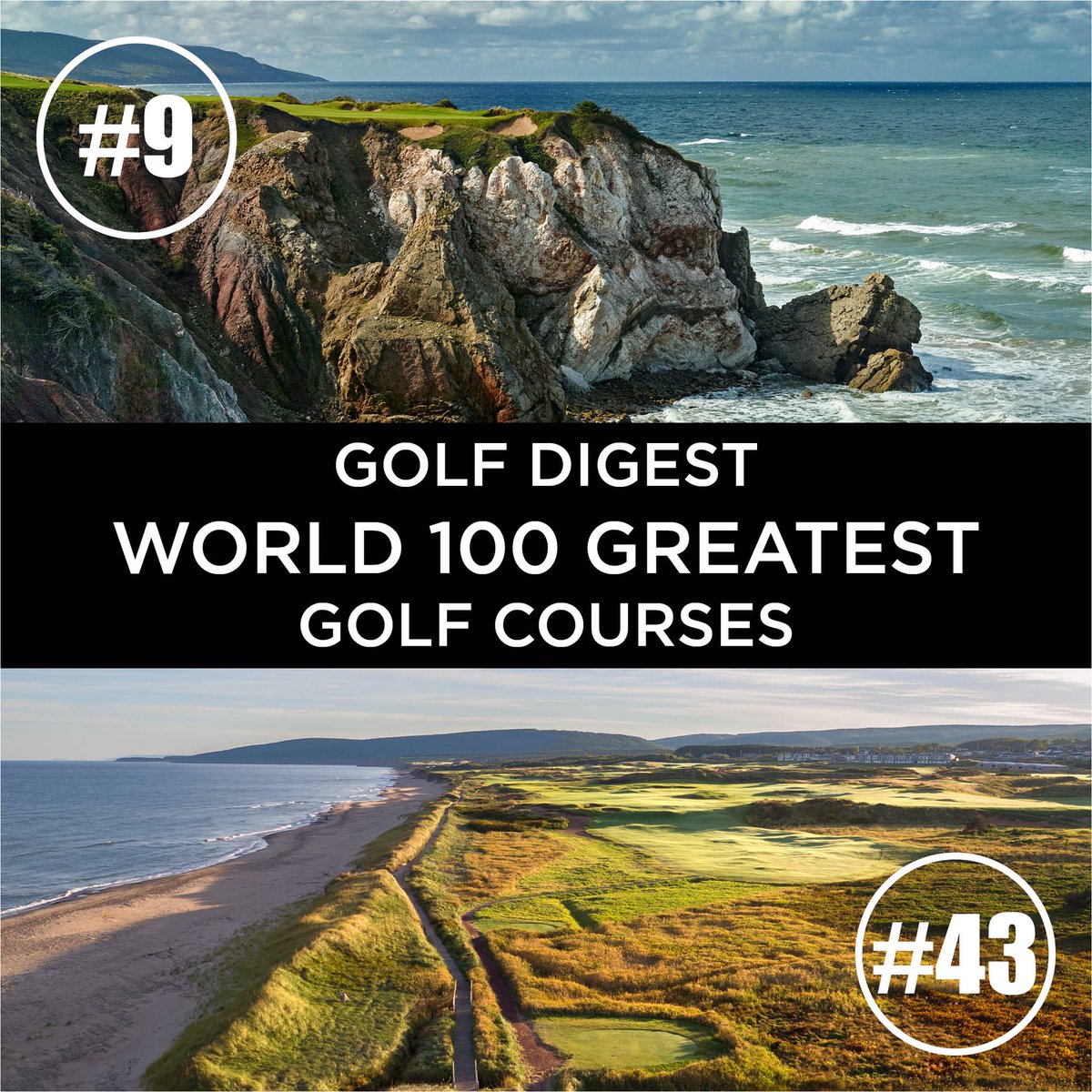 CabotCapeBreton's tweet photo. Golf Digest's World 100 Greatest Golf Courses list has us leaping into the new year with more enthusiasm than ever! 👏👏

#9 Cabot Cliffs &amp; #43 Cabot Links ⛳️🎉

So proud of our team and grateful for all who have supported us through the years! #World100Greatest #GolfDigest https://t.co/KDXR1ZhjWx