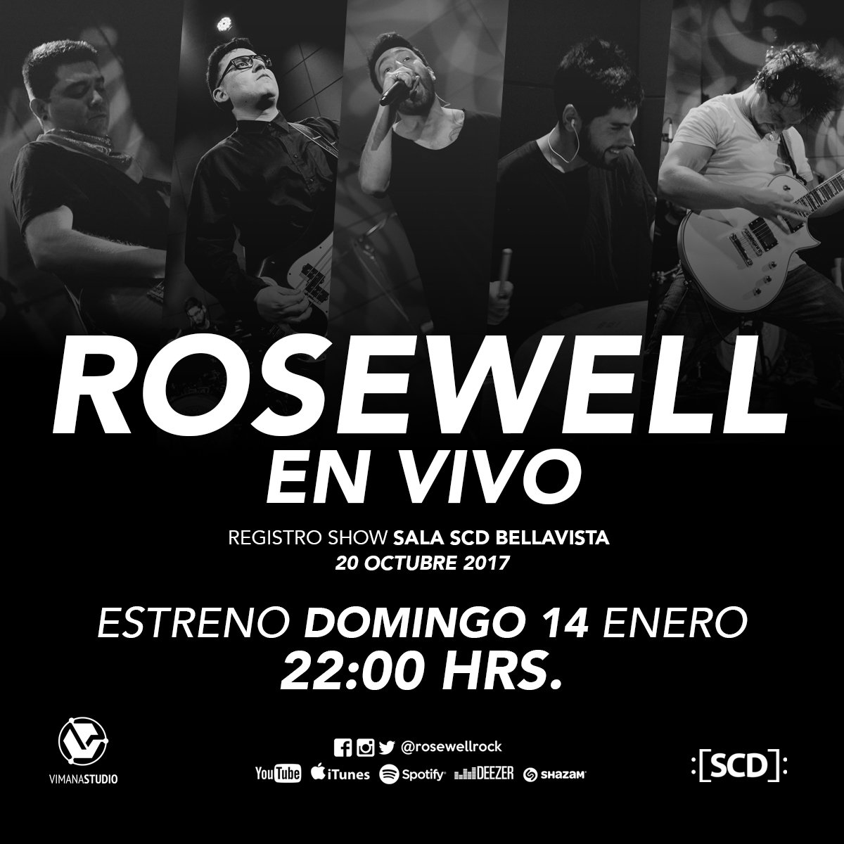 rosewellrock's tweet photo. Este domingo 14 de enero a las 22:00 hrs estrenamos "ROSEwell en vivo". Vía @rockaxiscontodo https://t.co/zNOvNR3zjQ https://t.co/MAc9LJ8Mls