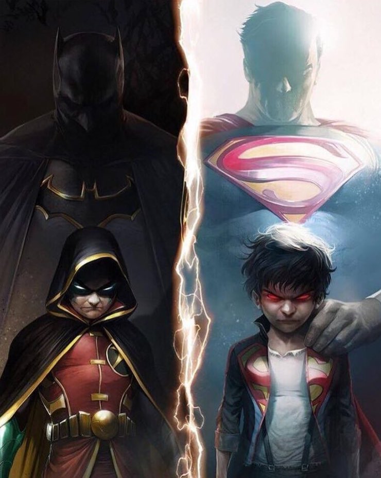 GeekedOutSocial's tweet photo. Like father like son #Batman #superman #superboy #damienwayne #dc #dccomics #dceu #father https://t.co/C8kNNOjQ1j