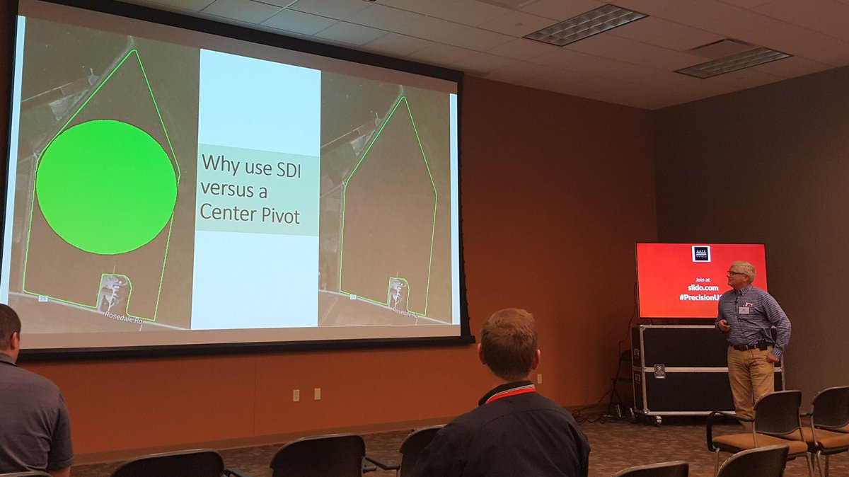 OhioStatePA's tweet photo. Dave Scheiderer of @IntegratedAg discussing subsurface drip irrigation and fertigation for corn and soybean prpduction. #PrecisionU18 #NutrientIntel https://t.co/PJN0HnDZ6m