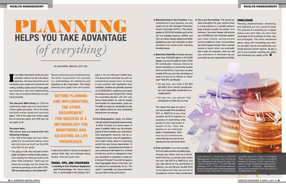 Planning Helps You Take Advantage (of Everything)
2017 Catalyst - Issue 4
By: Sam Martin, MBA (Tax), CFP®, CPA
owl.li/oIlP30gl2Ed