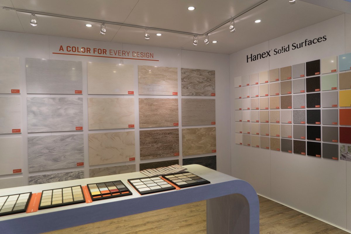 HanexSurfaces's tweet photo. The secrets out! We are premiering 35 new colors at #KBIS2018!! We can't wait for you all to check out these beauties. #ExplorePossibility https://t.co/jW5mDv8JIG