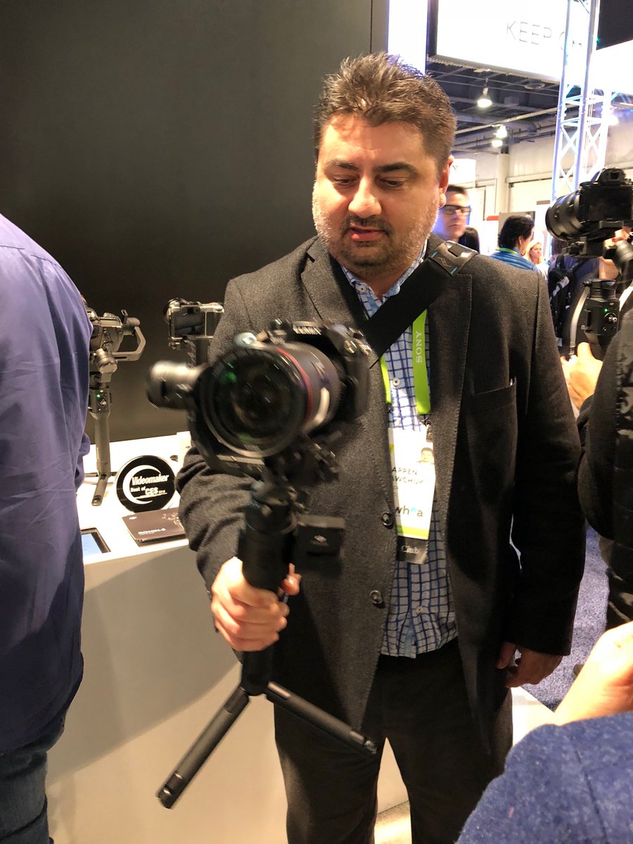 Our photo buyer @ldphotobuyer checking out the new <a href="/DJIGlobal/">DJI</a> ronin 2 at #CES2018