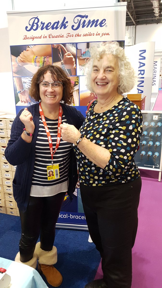 breaktimeHR's tweet photo. Day two @LondonBoatShow just ended and here are two of the many cool customers we got today - Evelyn (left) and Denise (right) ❤⛵🇬🇧
We are still in #London until Sunday evening, so find us at @ExCeLLondon Stand WC029 (S1 entrance)! #breaktimecroatia #nauticalbracelets #lbs18 https://t.co/6NrbVDFlnk