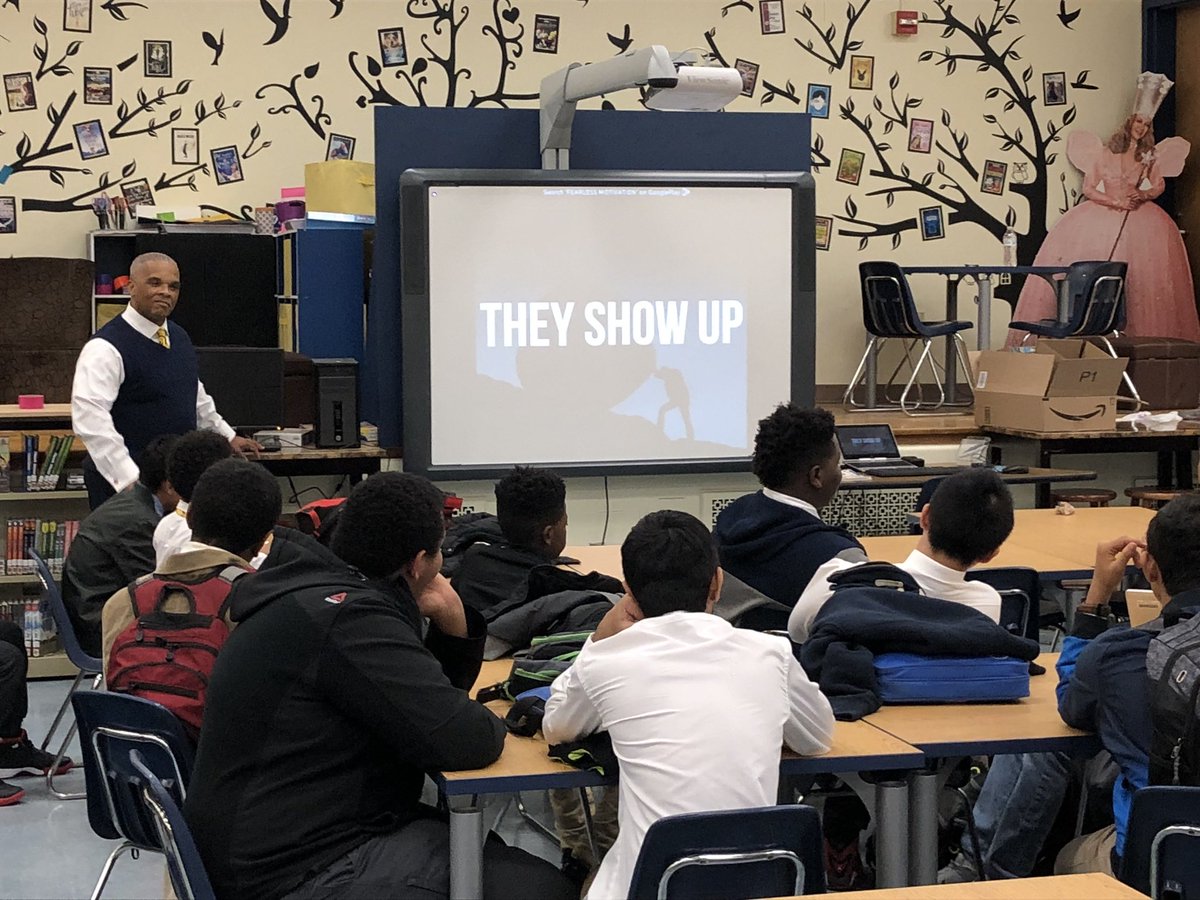 “Boys to Men” club meeting today <a href="/CatonsvilleMS/">Catonsville Middle</a> talk about motivation - Winners do not quit!  They show up!  And they keep showing up!