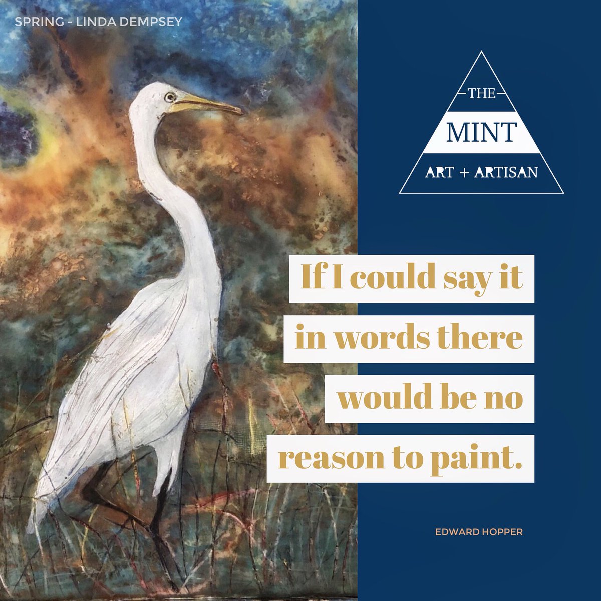 themintgallery's tweet photo. A little #inspiration for your #Thursday afternoon! (Featuring “Spring” painting by Linda Dempsey) #themintgallery #bristol #bristolri #rhodeisland #artgallery #artgalleries #art #gallery #gallerywall #artist #artistoninstagram #artistofinstagram #supportlocal https://t.co/5jo5VRqZpf