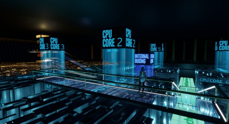 LindenLab's tweet photo. Explore the new 8th Gen Intel® Core™ processor from the inside! #LindenLab and #Intel partner to create immersive #VR experiences using #Sansar - that delight and defy the imagination. #CES2018 #CES https://t.co/f2uL5eMnAt
