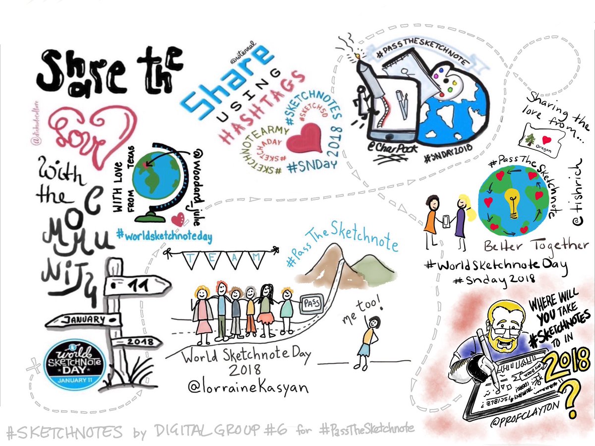 ProfClayton's tweet image. ... and Digital Group 6 is done! Wonderful job @dieHauteCulture, @wterral, @CharPock, @lorrainekasyan, @tishrich, and @woodard_julie! Special thanks to @HeckAwesome and @mospillman! #PassTheSketchnote #SNDay2018 @SketchnoteArmy