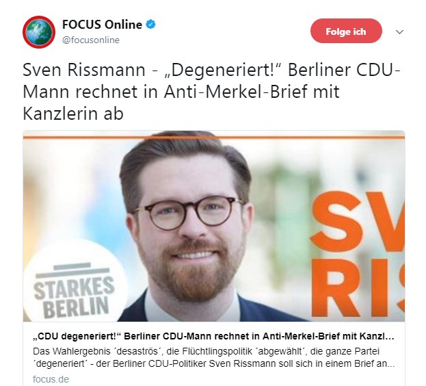 houelle_beck's tweet photo. #Berlin

Bei dem Herrn #Rissmann von der Berliner #CDU scheint es sich überhaupt um ein aufmüpfiges Kerlchen zu handeln. 😂

Oktober 2017:

Sven Rissmann - „Degeneriert!“ Berliner CDU-Mann rechnet in Anti-#Merkel-Brief mit Kanzlerin ab

https://t.co/XPTvQTIgTO https://t.co/6op6zjnCks
