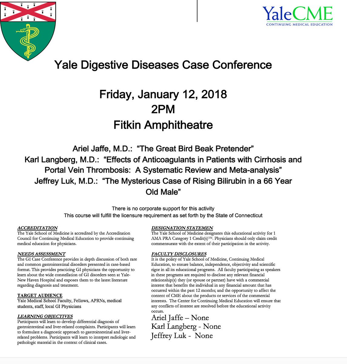 Yale Digestive Diseases On Twitter Case Conference Tomorrow 1 12