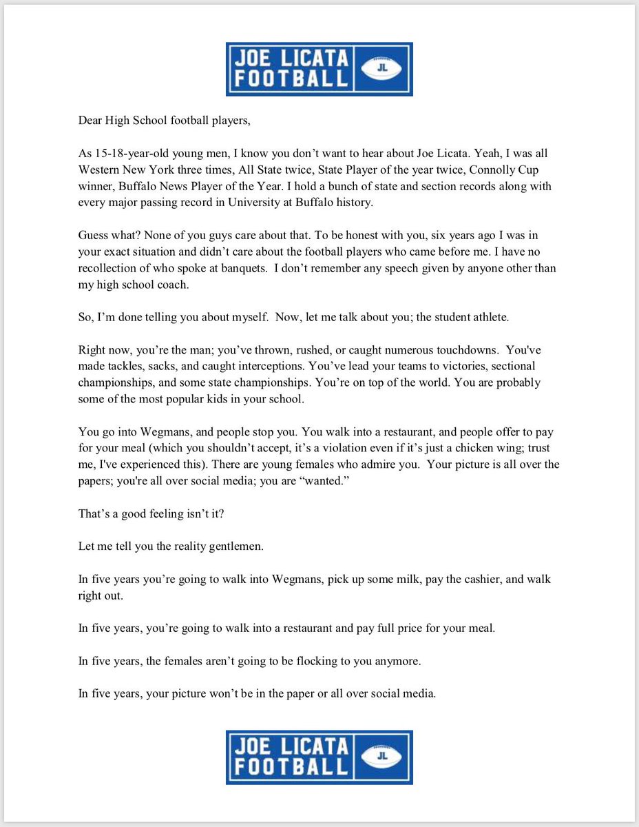 Joe Licata Football On Twitter Dear High School Football - 