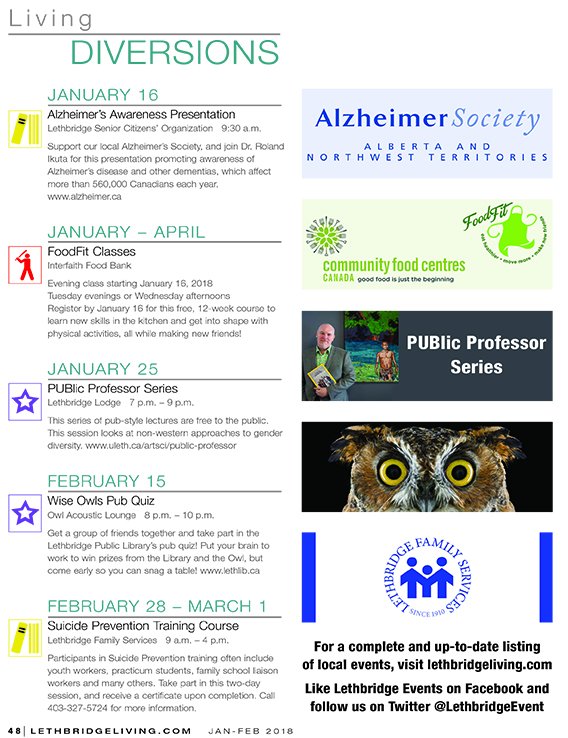 LethbridgeEvent's tweet photo. Plan out your activities for the next few weeks with our Diversions section! #YQL #SouthernAlberta https://t.co/nUjL36pjvr