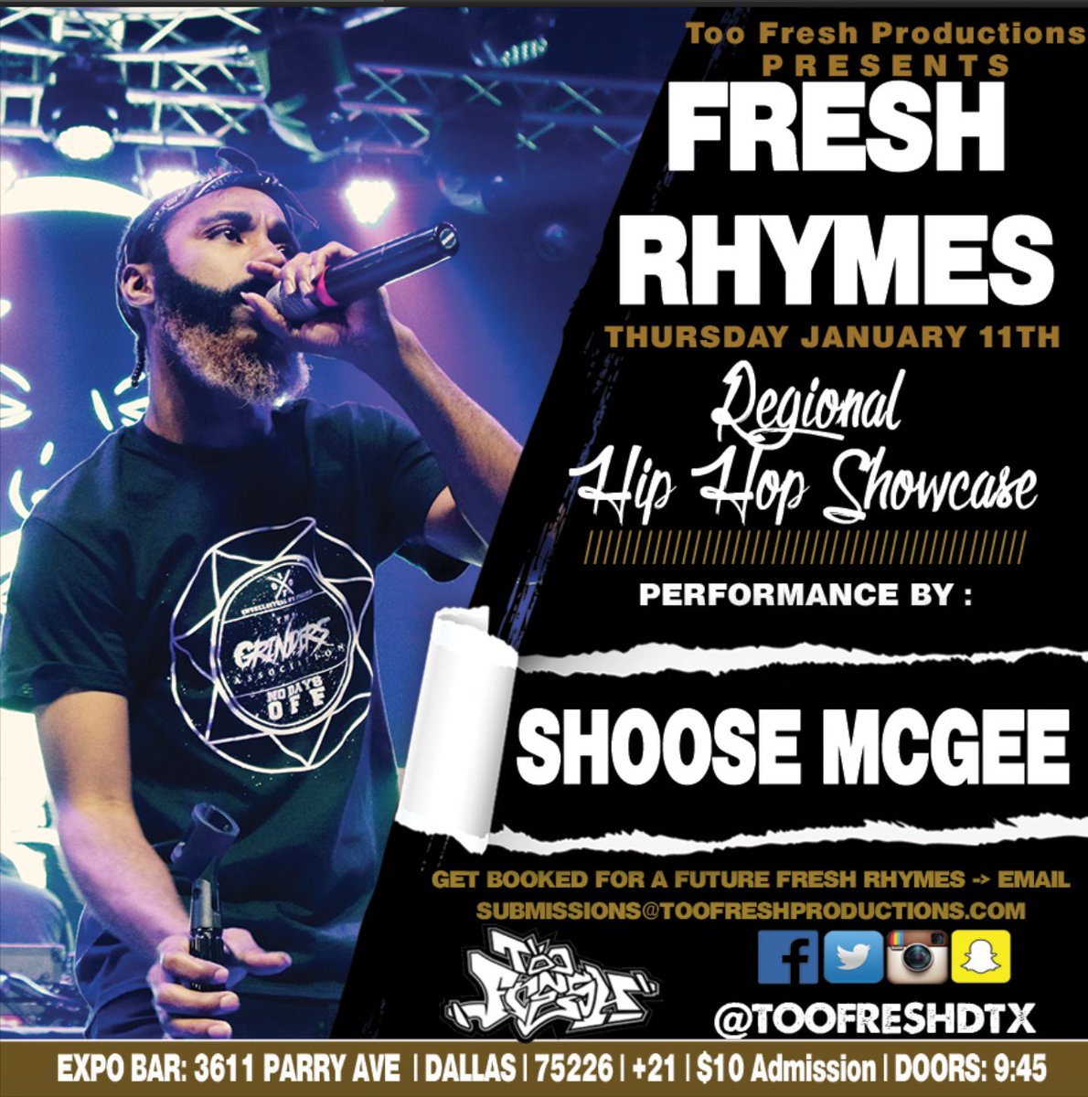 _LeoJ_'s tweet photo. Catch @ShooseMcGee at #FreshRhymes next Thursday at @ExpoBarDallas + more. #NowBooking for Feb 8th, 2018. Shoot us an email to submissions@toofreshproductions.com to lock in a slot! #DallasHipHop #DFWHipHop #DallasRaps #DFWRaps #DallasMusic https://t.co/7ibL2cGVYE