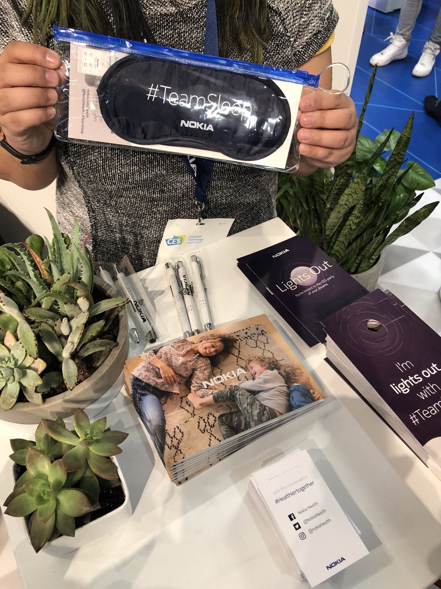 KCMagency's tweet photo. Okay! #CES2018 #SwagUpdate day 3: At Eureka Park, @nokia is back with smart gear! What we love: #TeamSleep Activity and Sleep Tracker smartwatch! You get: sleep mask and pen 😴 https://t.co/aUvVRsxt5P