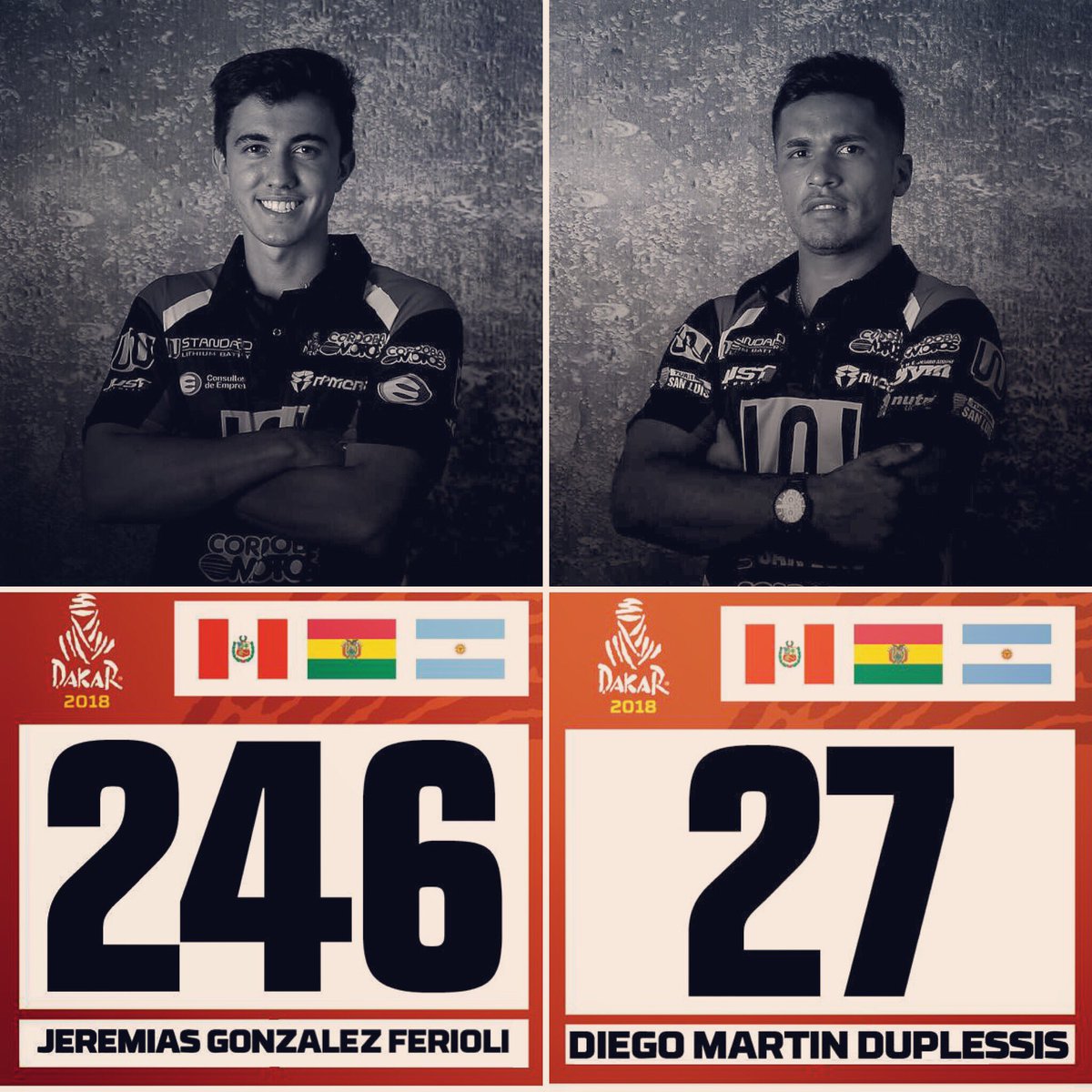 ZurdoCammisa's tweet photo. #Dakar2018 Felicitaciones a @CordobaMotos #WStandard y a sus dos pilotos brillando en el ingreso a Bolivia. @MDuplessis66 P4 en Motos!!! @jeregonzalezfe P1 en Quads!!!
Un orgullo de auspiciante para las #GalasDelDakar por @Cadena3Com https://t.co/pPPJNXmJLL