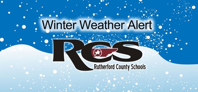Rutherford County Schools will be closed Friday, Jan 12, 2018, because of a winter storm advisory that has been issued for our county. In addition, all extracurricular activities on Friday have been canceled because the snow and ice are expected to extend into the evening.