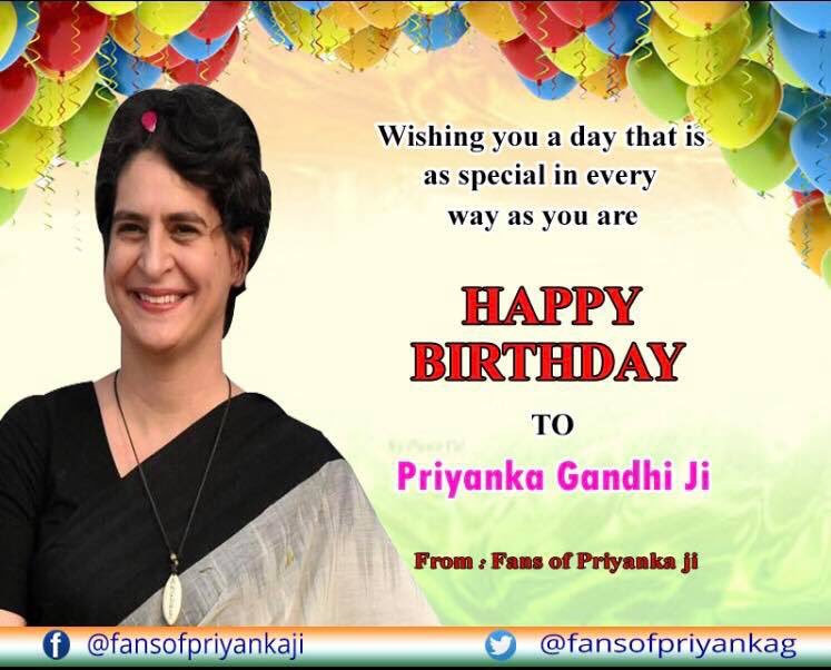 Happy birthday to you madam priyanka Gandhi ji 