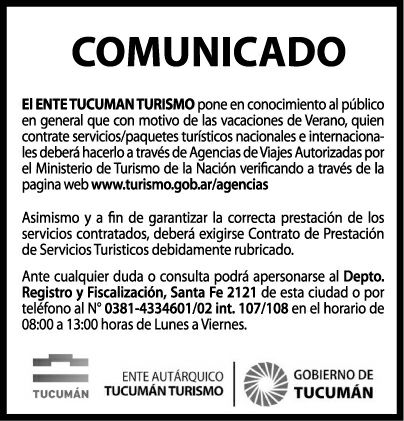 machiditinis's tweet photo. [IMPORTANTE]
El Ente @TucumanTurismo recomienda contratar agencias de turismo autorizadas
El organismo de turismo emitió un comunicado recomendado que sólo se contraten paquetes o servicios turísticos de un listado de agencias autorizadas.
Más info: https://t.co/5BIlZCCsvQ https://t.co/q3kuYSsHQk