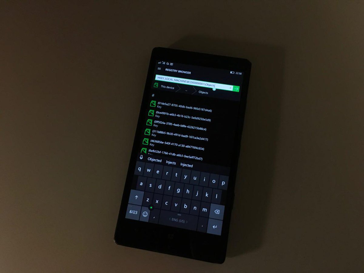 InteropTools's tweet image. We can confirm Interop Tools works fine with the latest release of WPInternals and Root access enabled, bringing no limitation to registry access to the whole app! Here&apos;s the app enumerating BCD keys just fine :)