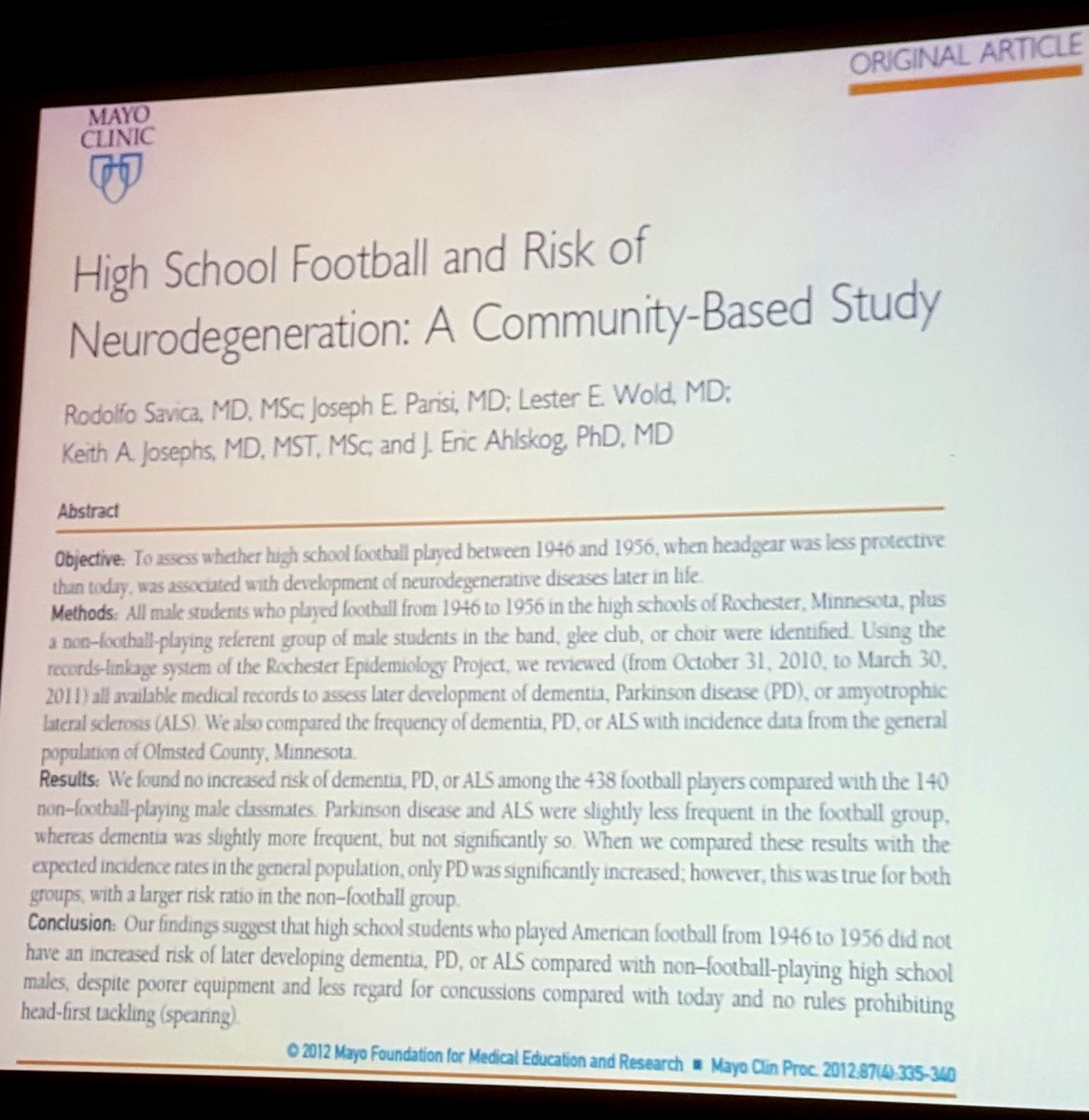 griz1's tweet photo. Multiple longitudinal studies with 1000s of high school athletes followed 50+ yrs showed no increased risk of neurodegenerative diagnosis. #DrGIverson @Harvard @HarvardHealth #BIS2018
https://t.co/fGJSzSvSSj
https://t.co/gLyLazFfhY
https://t.co/x0D09gVnFq https://t.co/QSINwYBSMr