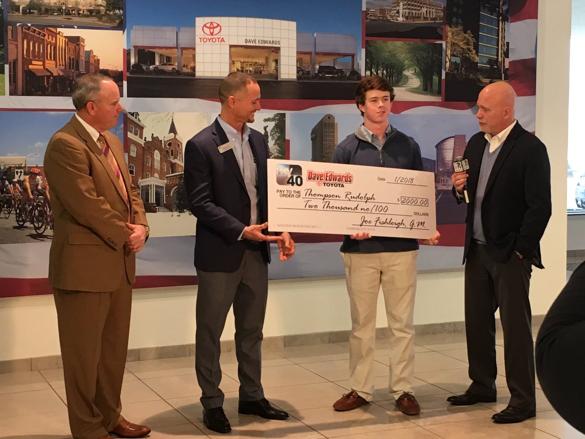 SpartanburgHS's tweet photo. Congratulations to Thompson Rudolph for being named MY40 Scholar Athlete Of The Year for the 2017-2018 football season. He received a $2000 scholarship to the school of his choice. Way to go Thompson! https://t.co/vKPwipq68D