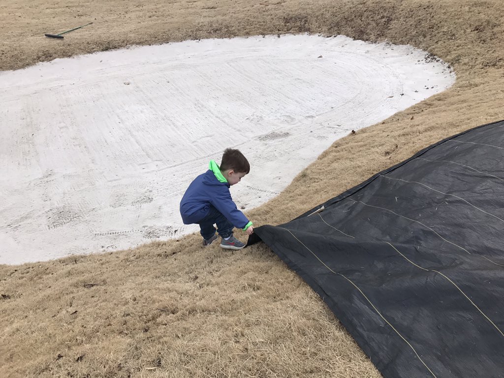 MichaelBTurf's tweet photo. Had some extra help pulling greens covers this afternoon. https://t.co/oBUIDlhIDg