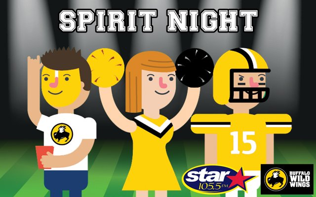 Star1055's tweet photo. @CLSouthHS, #SpiritNight is still a go @BWWings #CrystalLake. Order #togo on your way home or stop in and have fun w/ @radiojoecicero. #wingeating competitions to score BWW bucks and help your score #win $3,000! @tylercoxradio https://t.co/VcwXCcpQeA