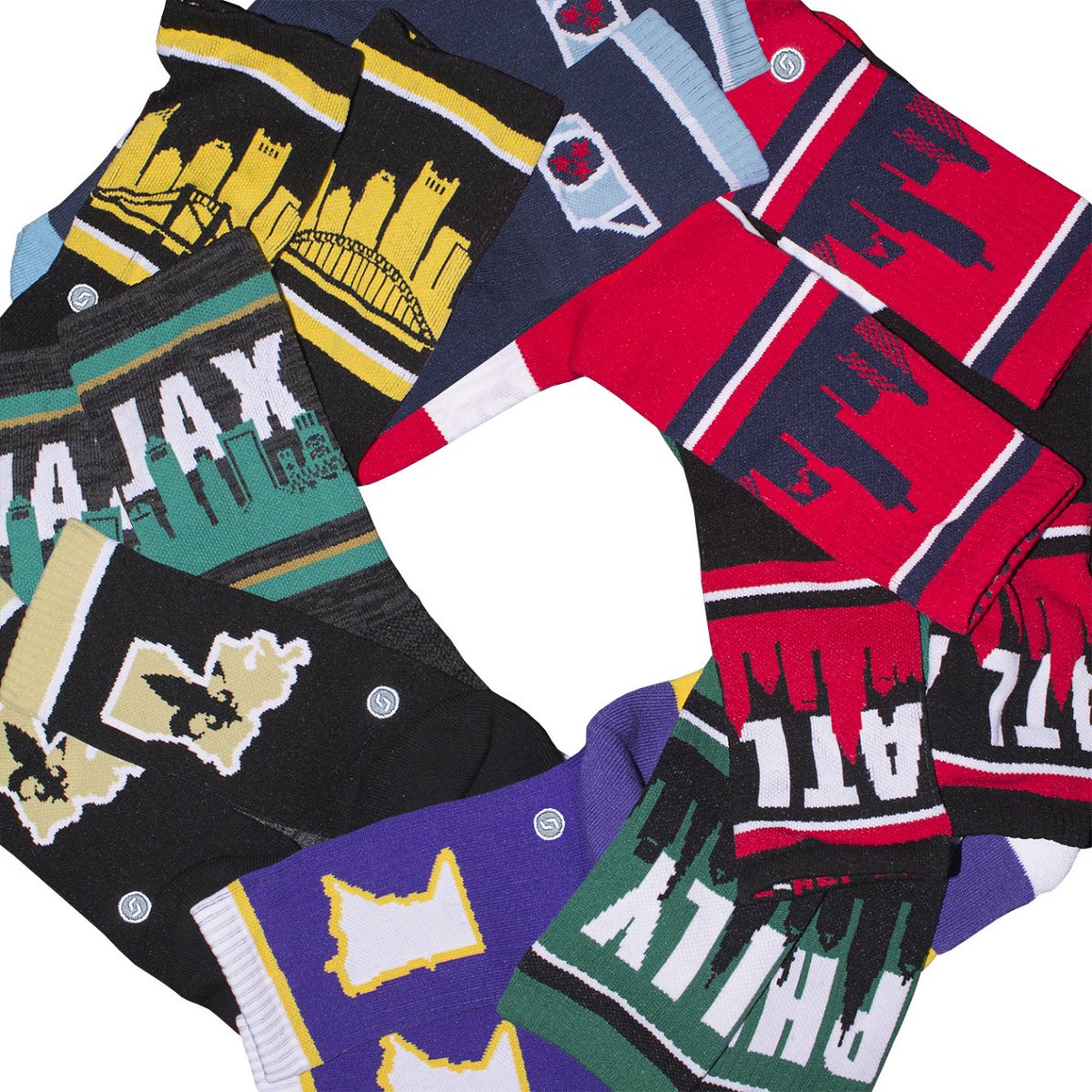 SkylineSocks's tweet photo. And then there were 8. Who’re you rooting for in the playoffs? 🏈 #repeverystep #nflplayoffs #titans #patriots #falcons #eagles #vikings #saints #jaguars #steelers https://t.co/ga8R5STO1W
