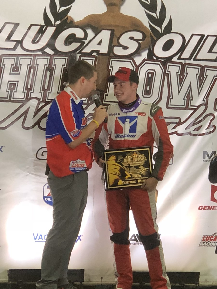 Your Thursday Night Chili Bowl prelim winner <a href="/CBellRacing/">Christopher Bell</a>!  Three <a href="/KKM_67/">Keith Kunz Motorsports</a> prelim winners in three nights.  Congrats <a href="/KeithKunz/">Keith Kunz</a> <a href="/PWilloughby71/">Pete Willoughby</a> <a href="/ToyotaRacing/">ToyotaRacingusa2</a> #onetoyota #trdusa