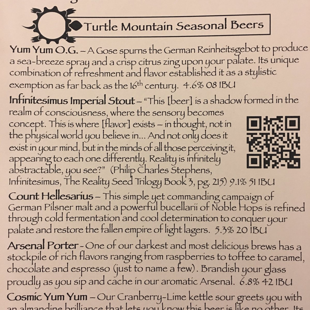 Wizzlebeaks's tweet photo. Check out the new imperial stout at @turtlemtbrewing inspired by the page-turning action and mind-altering adventure of my novella, #Infinitesimus. A stout so bold and smooth it’ll make you question your own consciousness. #read #realityseed #scifi #books https://t.co/5P18kL2hHL https://t.co/2hx3WORUJp