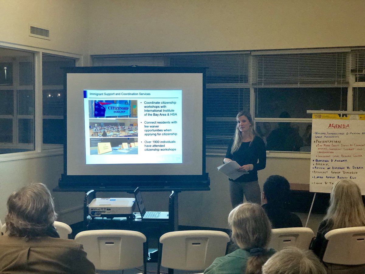 The <a href="/sanmateoco/">County of San Mateo</a> Office of Community Affairs presenting tonight @ Community Conversations on immigration in <a href="/HalfMoonBay/">Half Moon Bay</a> along with @ILRC_SF, <a href="/PCRC_SMC/">PCRC</a> &amp; <a href="/SMCLibraries/">SMCLibraries</a>