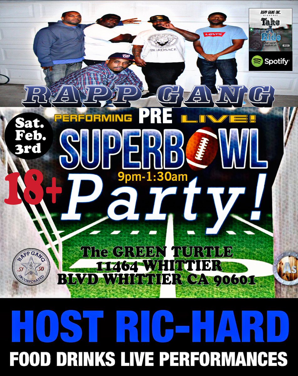 WMLLA's tweet photo. Check out "Rapp Gang "Pre Super Bowl Party" (Hosted by Ric-Hard events)" https://t.co/3zcq7iY8WC @Eventbrite https://t.co/h82LNecCQ2