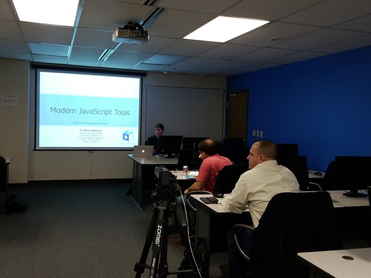 STLJS's tweet photo. We are getting ready for the Modern #JavaScript Tooling show by @mark_volkmann ! https://t.co/2qRVuCWq4L