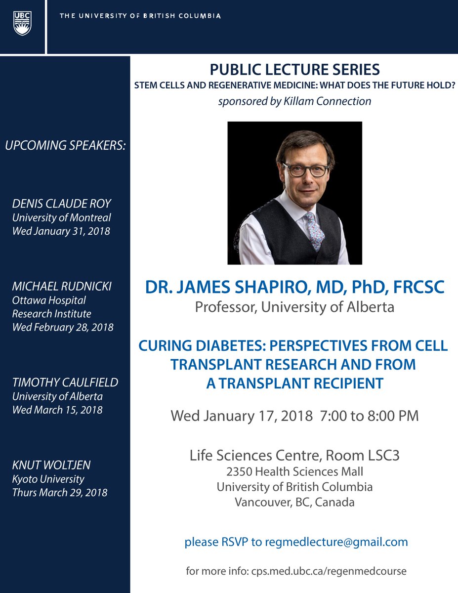 Join us for a public lecture Wednesday Jan 17 at the UBC Life Sciences Centre Room LSC3 at 7-8PM. RSVP at regmedlecture@gmail.com @MedicineMatters can you please spread the news?