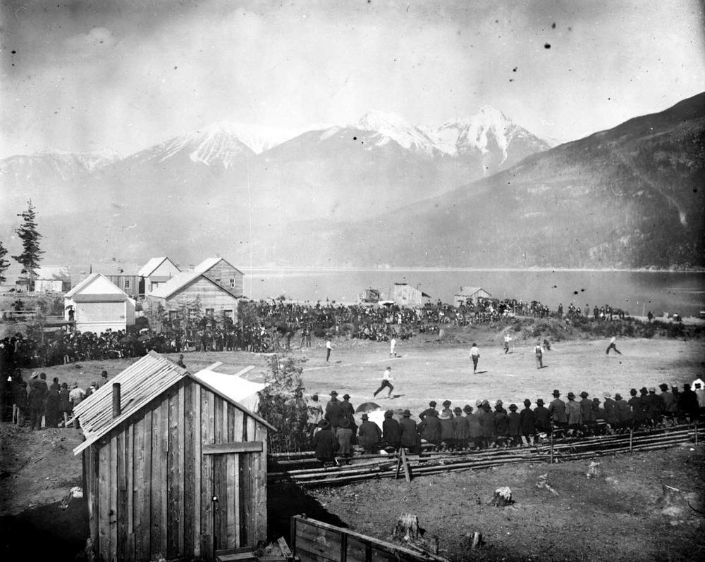 baseballinvan's tweet photo. #TBT: Today's photo comes from the @BCArchives, showcasing an early game of baseball being played in 1896 in Kaslo BC. Miners, loggers and other workers in the 19th century would play the game as a break from their stressful jobs. https://t.co/fpegfoBgy3