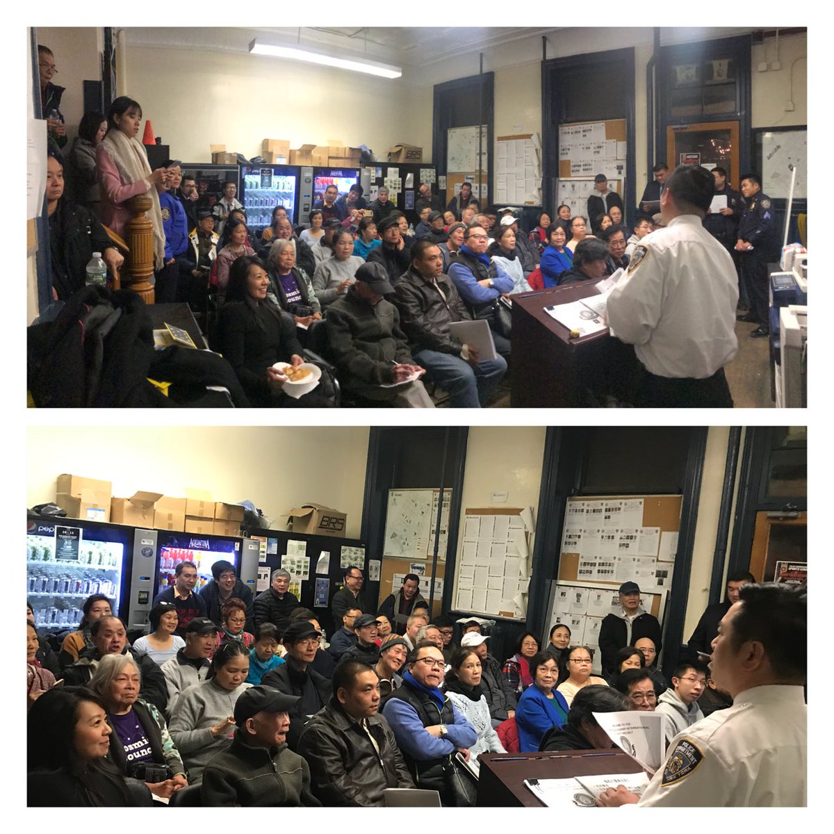 NYPD5Pct's tweet photo. #HappeningNow DI Ng is giving a very informational lecture of policing to a full house of people from the community! They are not fans of lecture. They are here to discover more about us and learn about policing in NYC. #NYPDTraining #NYPDConnecting #NYPDnews #Wearehereforyou https://t.co/FSNfeg0CoC