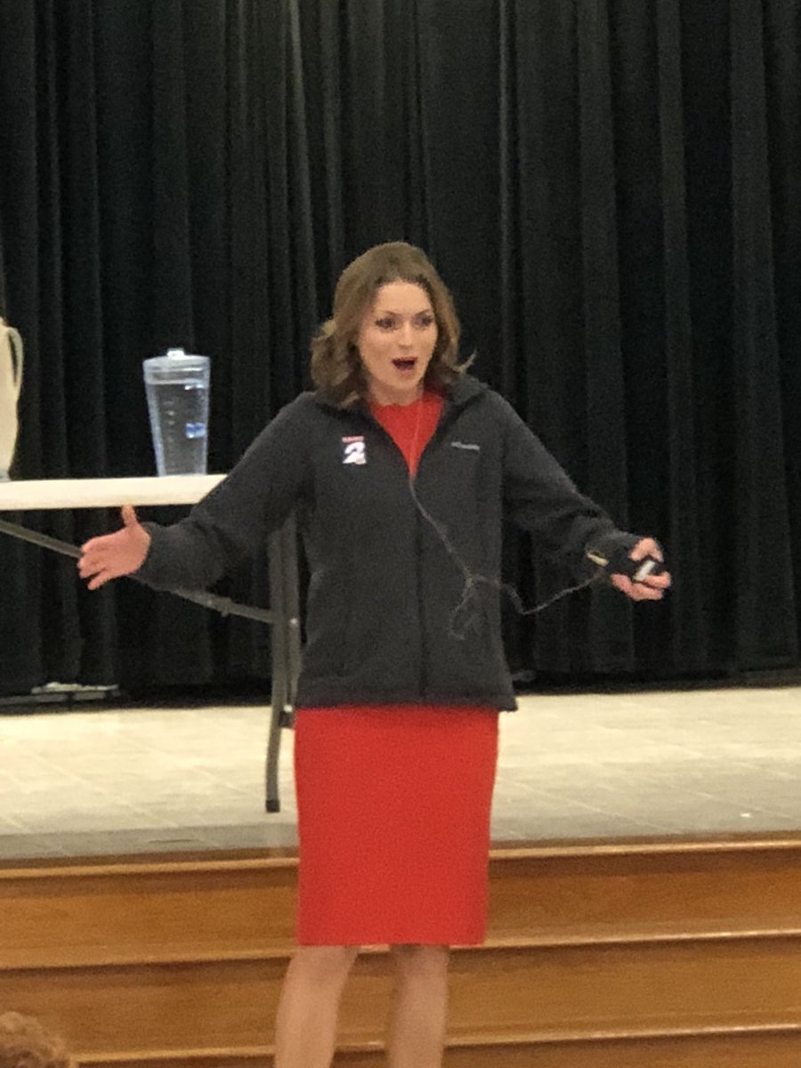 VinotTeach's tweet photo. Felt a little star struck today!  Channel 2 meteorologist Britta Merwin paid GTE a visit and was awesome!  Loved how she motivated the kids! https://t.co/fS4efaoOhM
