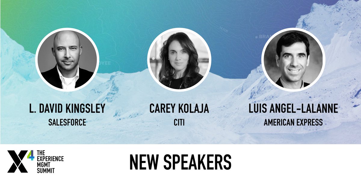 Qualtrics's tweet photo. NEW SPEAKERS: L. David Kingsley of @Salesforce, Carey Kolaja of @Citi and Luis Angel-Lalanne of @AmericanExpress will be joining us at #X4Summit18. Learn More about X4 https://t.co/sHqbY9hE1H https://t.co/2xMAK3j0oC