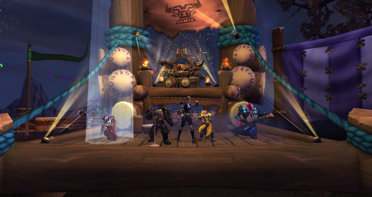 Mehazael's tweet photo. And here's Devlynn Styx making a guest appearance at ETC:s performance on Darkmoon Faire.
Obviously.
#Warcraft #Level110EliteTaurenChieftains #BlightBoar https://t.co/y5aaqWJ3QG