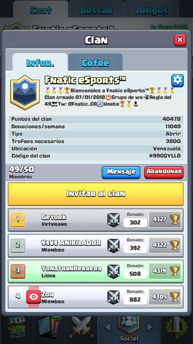Fnatic_CR's tweet photo. En menos de una semana y ya somos top local✌📛

Poco a poco mejorando y subiendo en el top; si seguimos así haremos canteras.

Únete. https://t.co/cvKuazqZLY