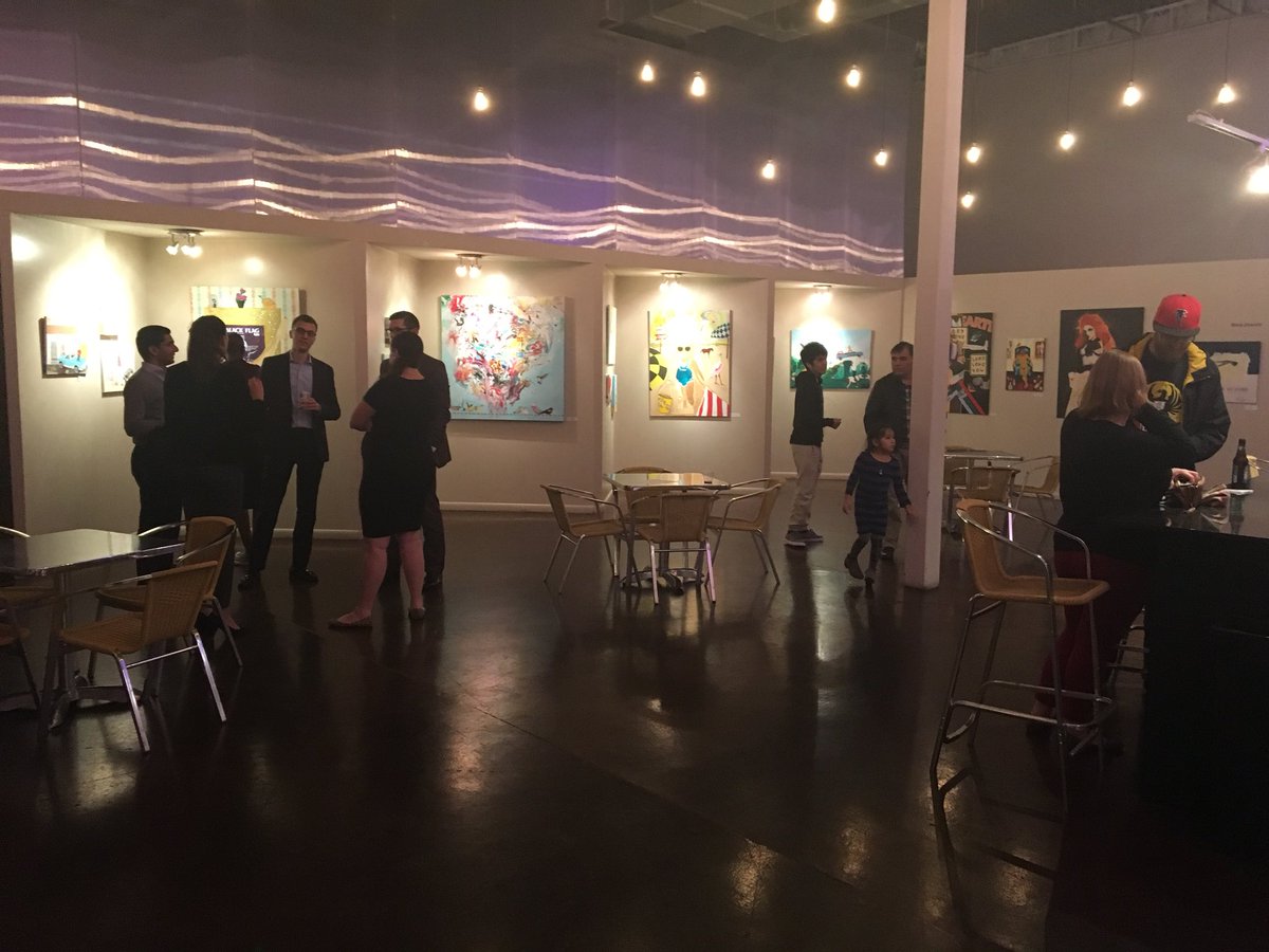 DefoorCentre's tweet image. We’re here until 9:30pm!! Come for some amazing local art, snacks, and drinks 😋 #Atlanta #artshow #MINTgallery #AnnaJensen #atlantaart #atlart