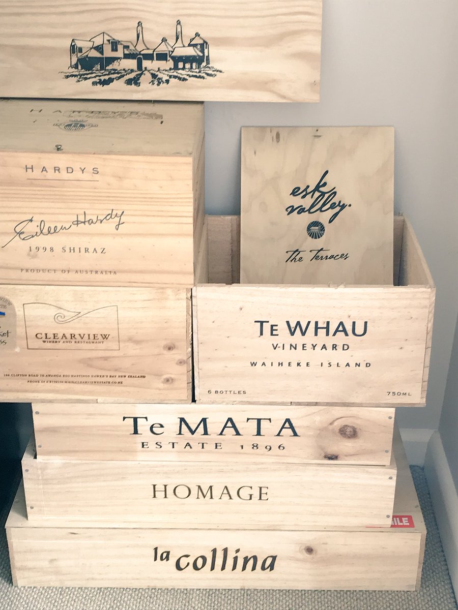 Bonus benefit of holiday cellar reorganisation - I now have a new art installation in my study (well that’s what I am planning on telling the wife it is !) - thanks to @lacollinanz @trinityhillwine @EskValleyWines @GORDONatESK @TeMataEstate @tewhau @ClearviewEstate @hardyswine