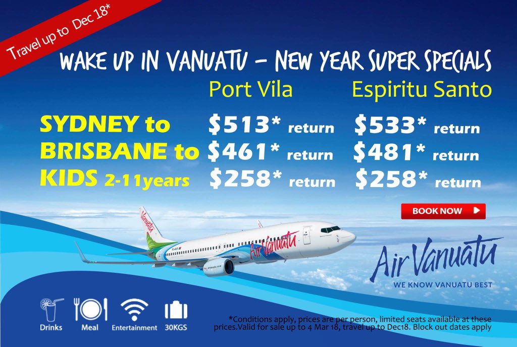 Great airline specials out there at the moment for Vanuatu. This latest deal just released by <a href="/airvanuatu_NZ/">Air Vanuatu NZ</a> 🌴 Book your flights then book your stay with us!