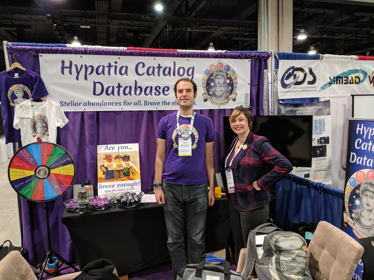 danburger's tweet photo. Excited to have worked the @HypatiaCatalog booth at #aas231 with @natalie_hinkel this week! I did the web development for this wonderful resource to help astronomers study the stars. https://t.co/VY57RBdZ5n https://t.co/OvxqX3jMzy
