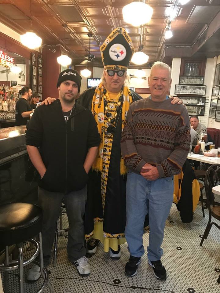 PopeYinzer7's tweet photo. The Original Oyster House will be the scene once again as Pope Yinzer will be there this Saturday afternoon getting psyched up for the big pep rally at 6:00 at Stage A.E. These fans traveled all the way from Australia! We hope you can make it there too!! GO STEELERS!!! https://t.co/6pFBY6LSVs