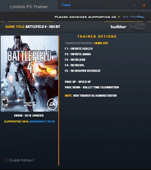 Battlefield 4 GAME TRAINER v1.0 - v1.1 +11 Trainer x86 - download