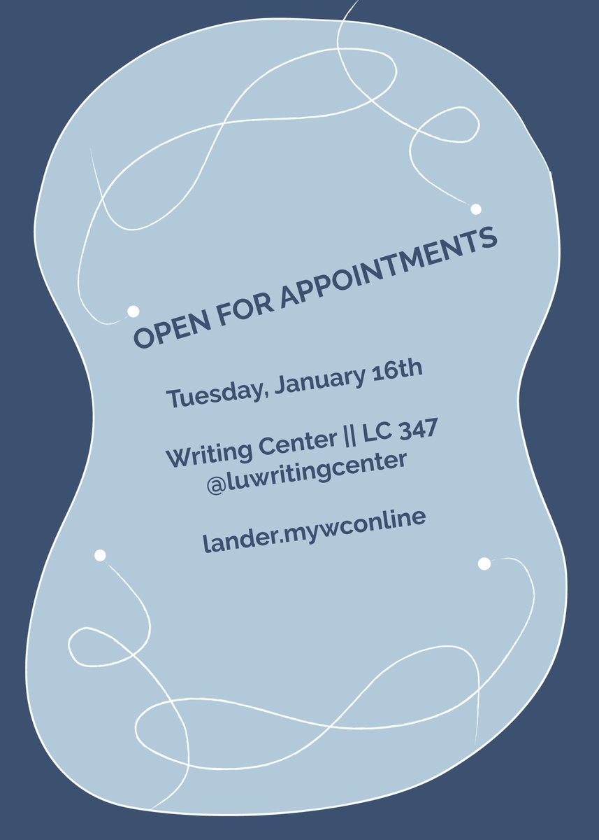 LU_WriteCenter's tweet image. Writing Center is open for appointments next week!  #landeruniversity
